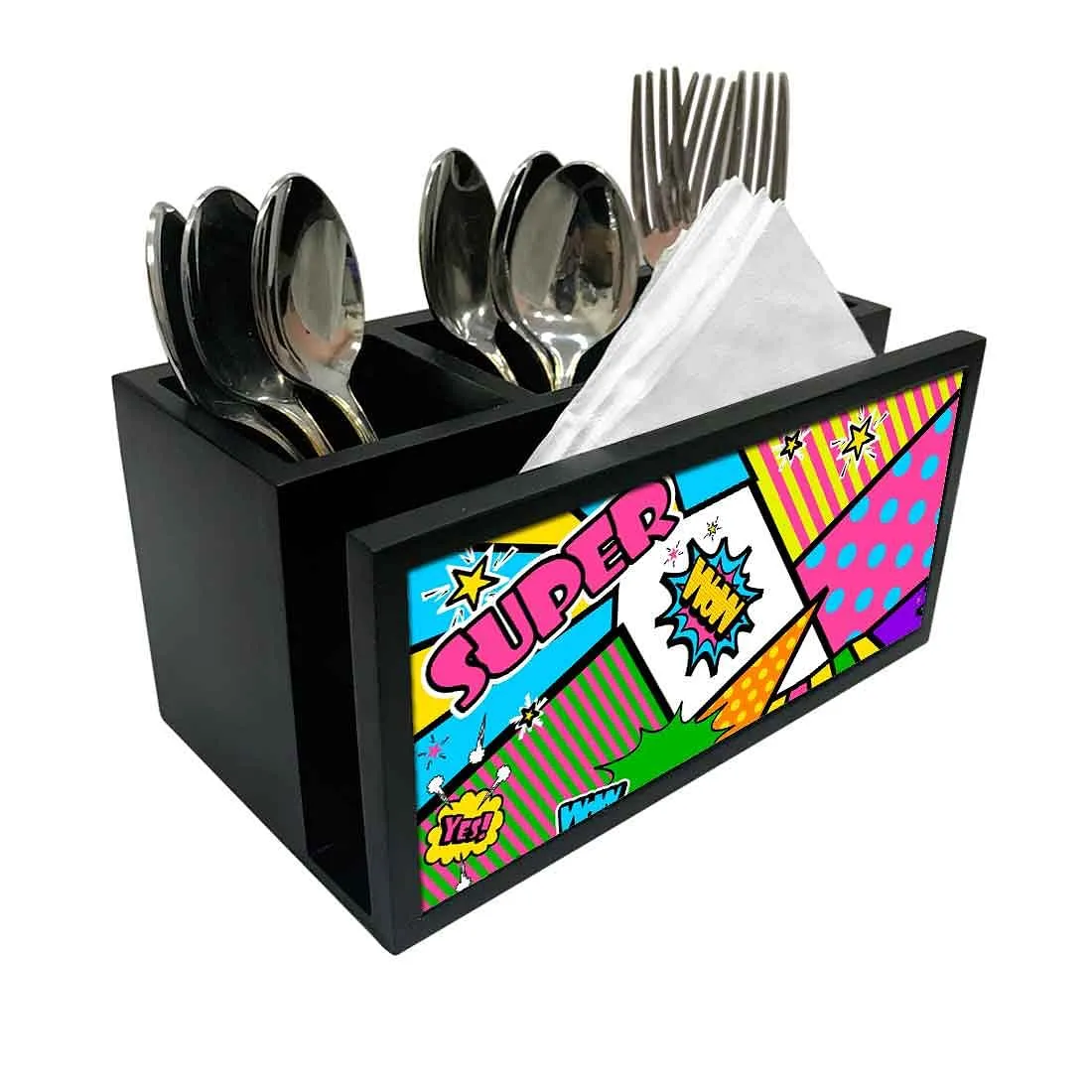 Cutlery Tissue Holder Napkin Stand -  Super Comic Art