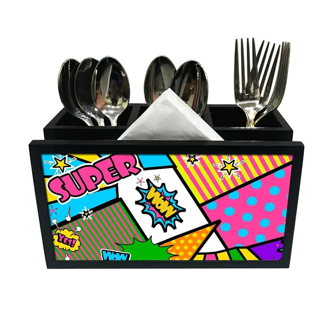 Cutlery Tissue Holder Napkin Stand -  Super Comic Art