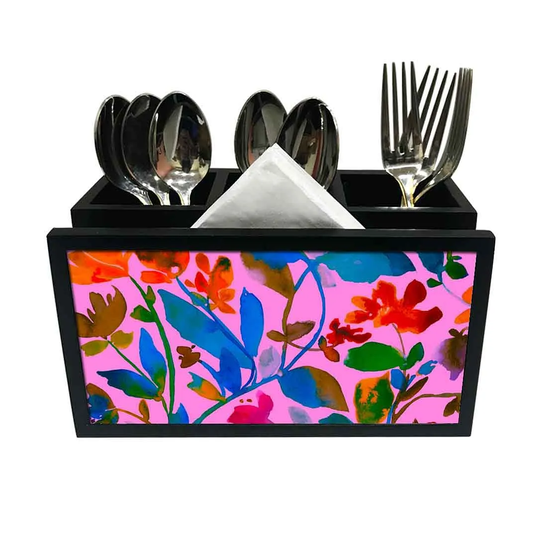 Cutlery Tissue Holder Napkin Stand -  Watercolor Flower