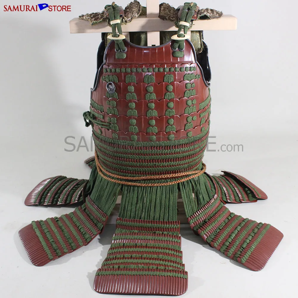 D107 Vermilion Red Antique Samurai Armor Edo period w/ 2nd grade certificate