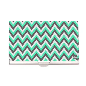 Designer Visiting Card Holder Nutcase - Mint & Grey Chevron