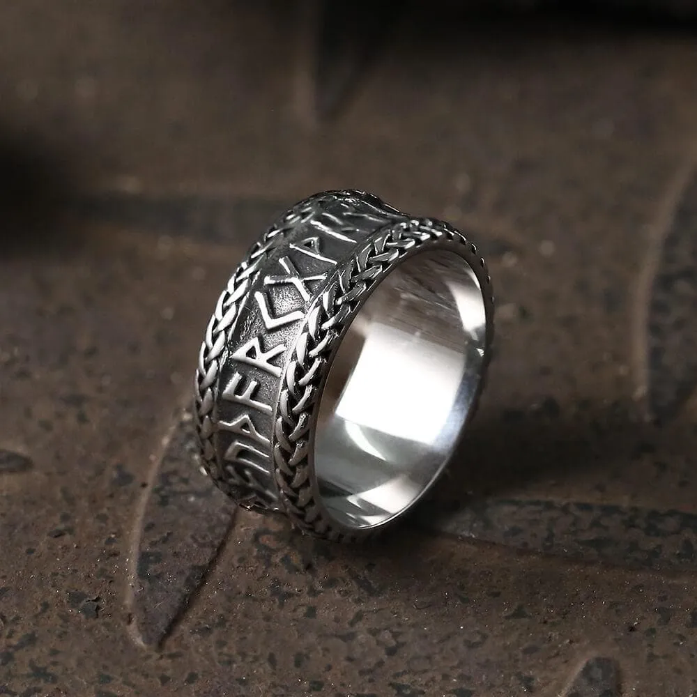 Elder Futhark Runes Stainless Steel Ring