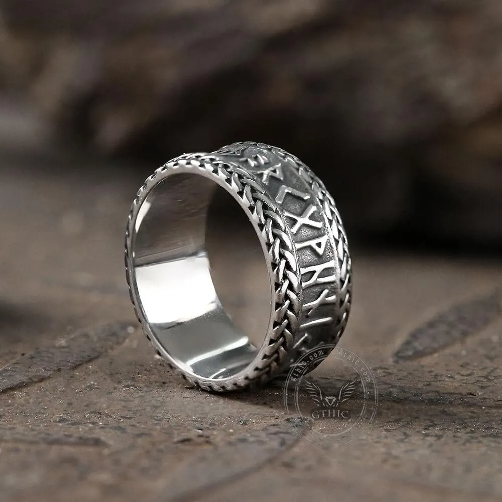 Elder Futhark Runes Stainless Steel Ring