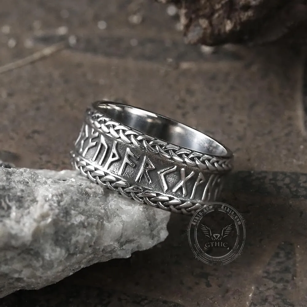 Elder Futhark Runes Stainless Steel Ring