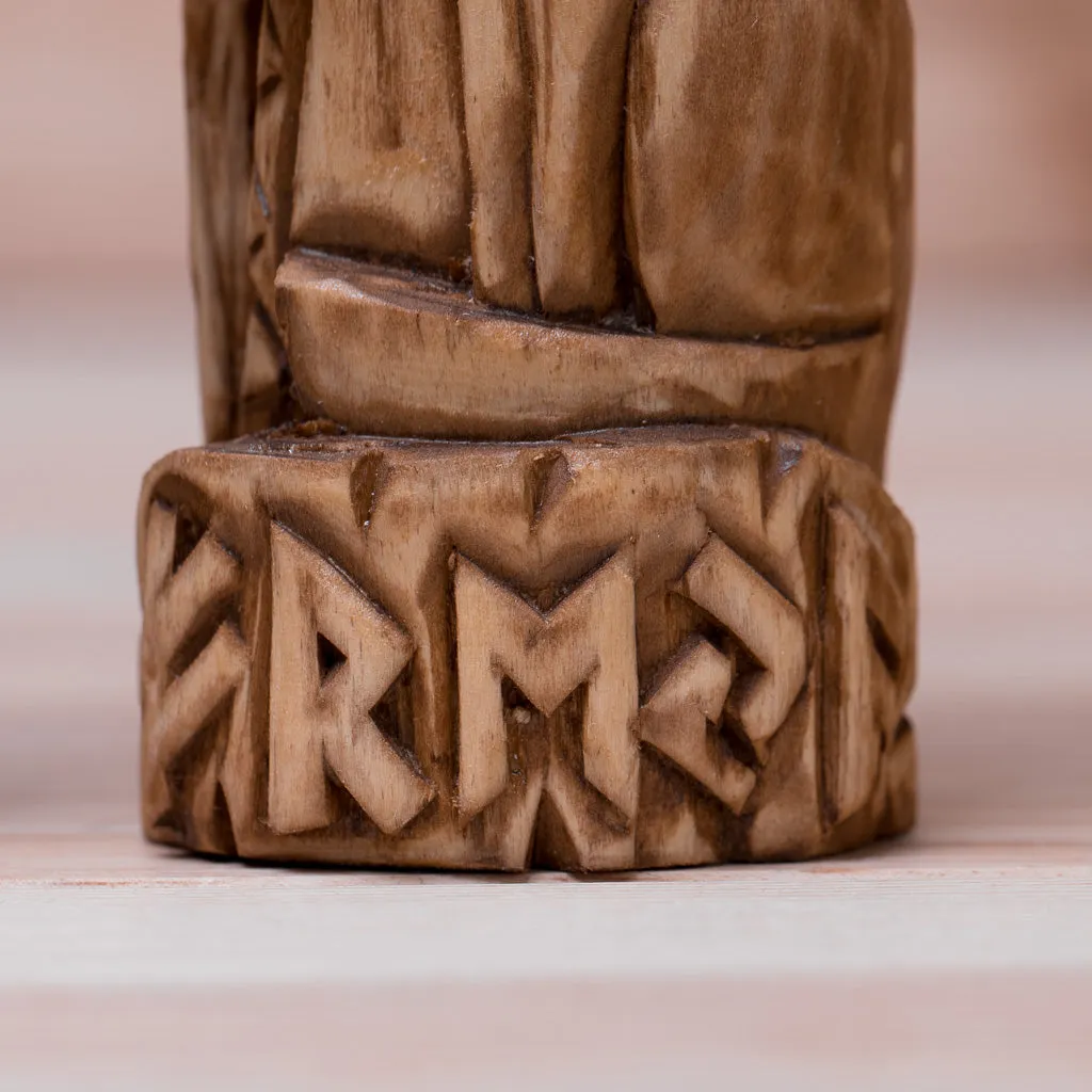 Freyja Goddess Linden Wood Statue (runes)