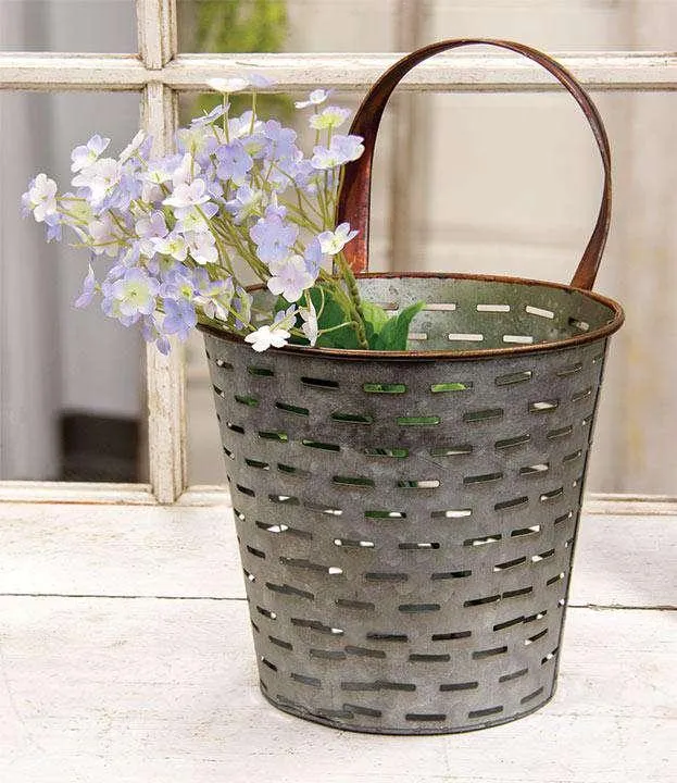 Galvanized Metal Olive Bucket