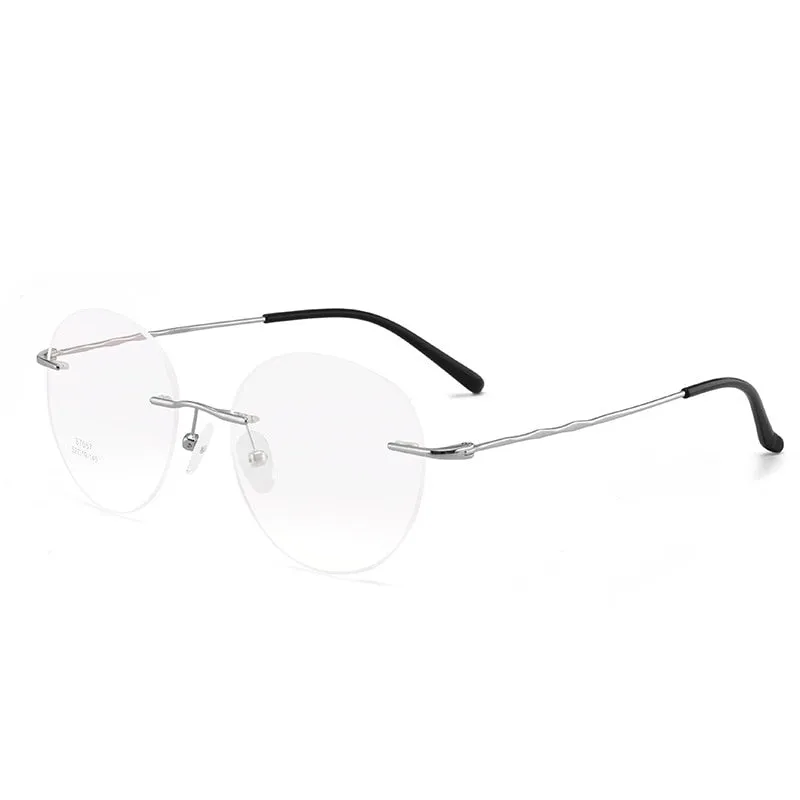 Gmei Unisex Eyeglasses Titanium Alloy Rimless Glasses Ultralight Round S7057