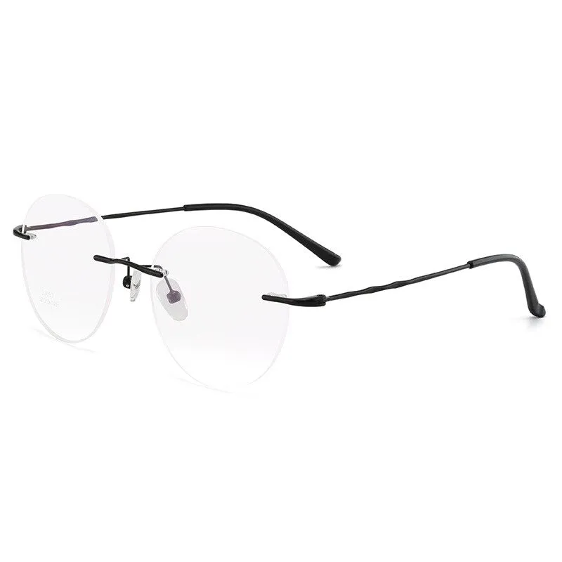 Gmei Unisex Eyeglasses Titanium Alloy Rimless Glasses Ultralight Round S7057