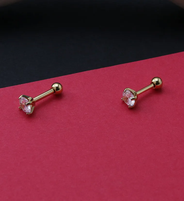 Gold PVD Titanium CZ Cartilage Barbell