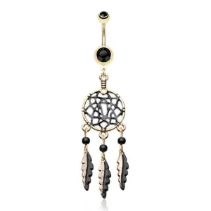 Golden Midnight Dream Catcher Belly Ring