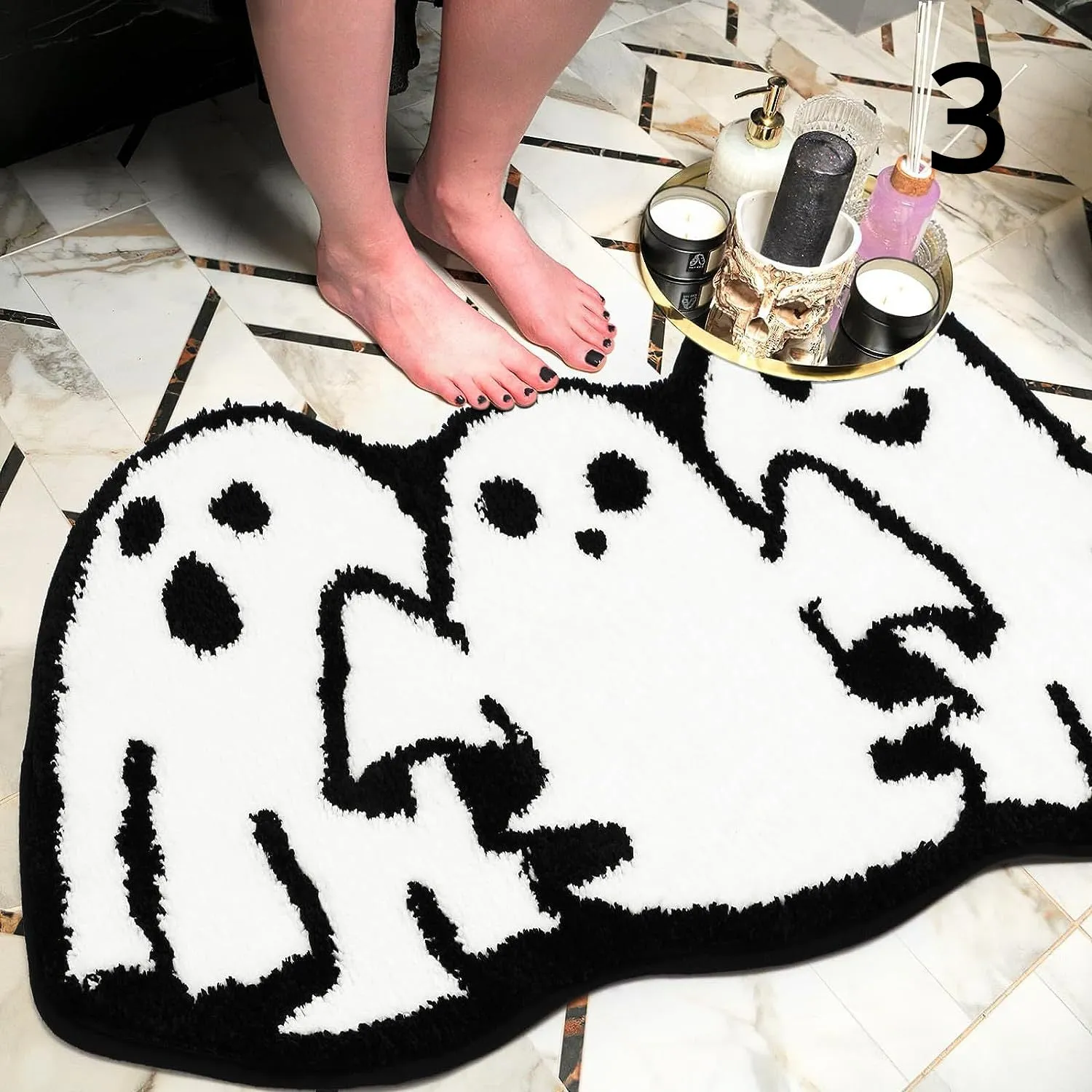 Gothic Halloween Funny Skull Bathroom Rugs