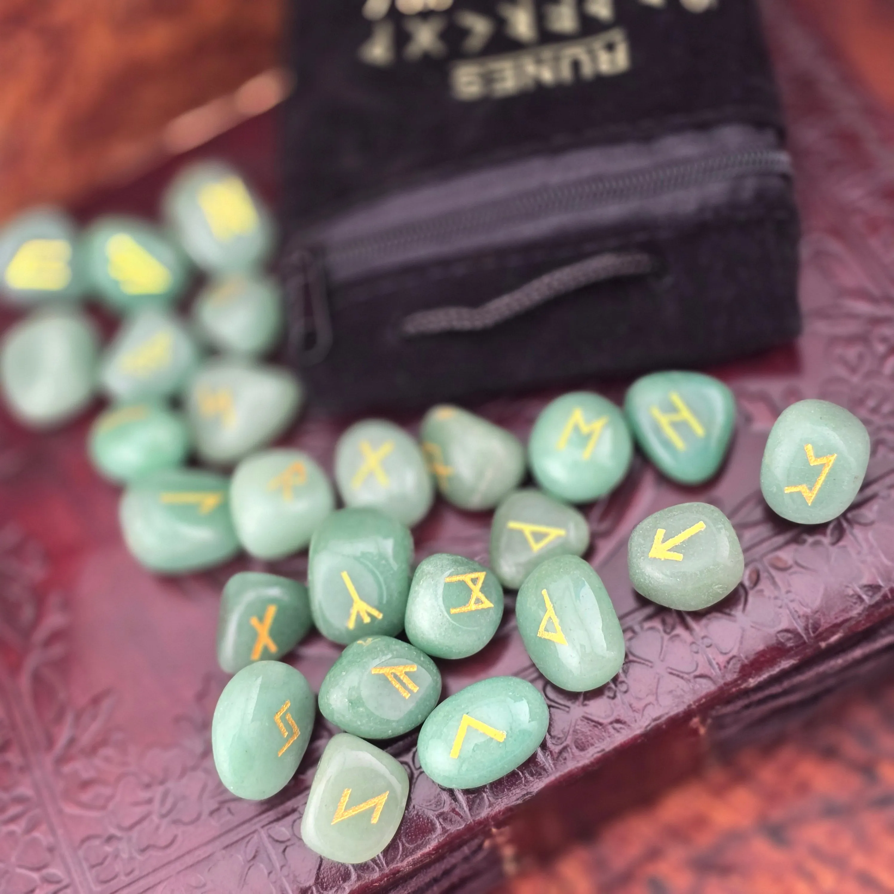 GREEN AVENTURINE RUNE SET