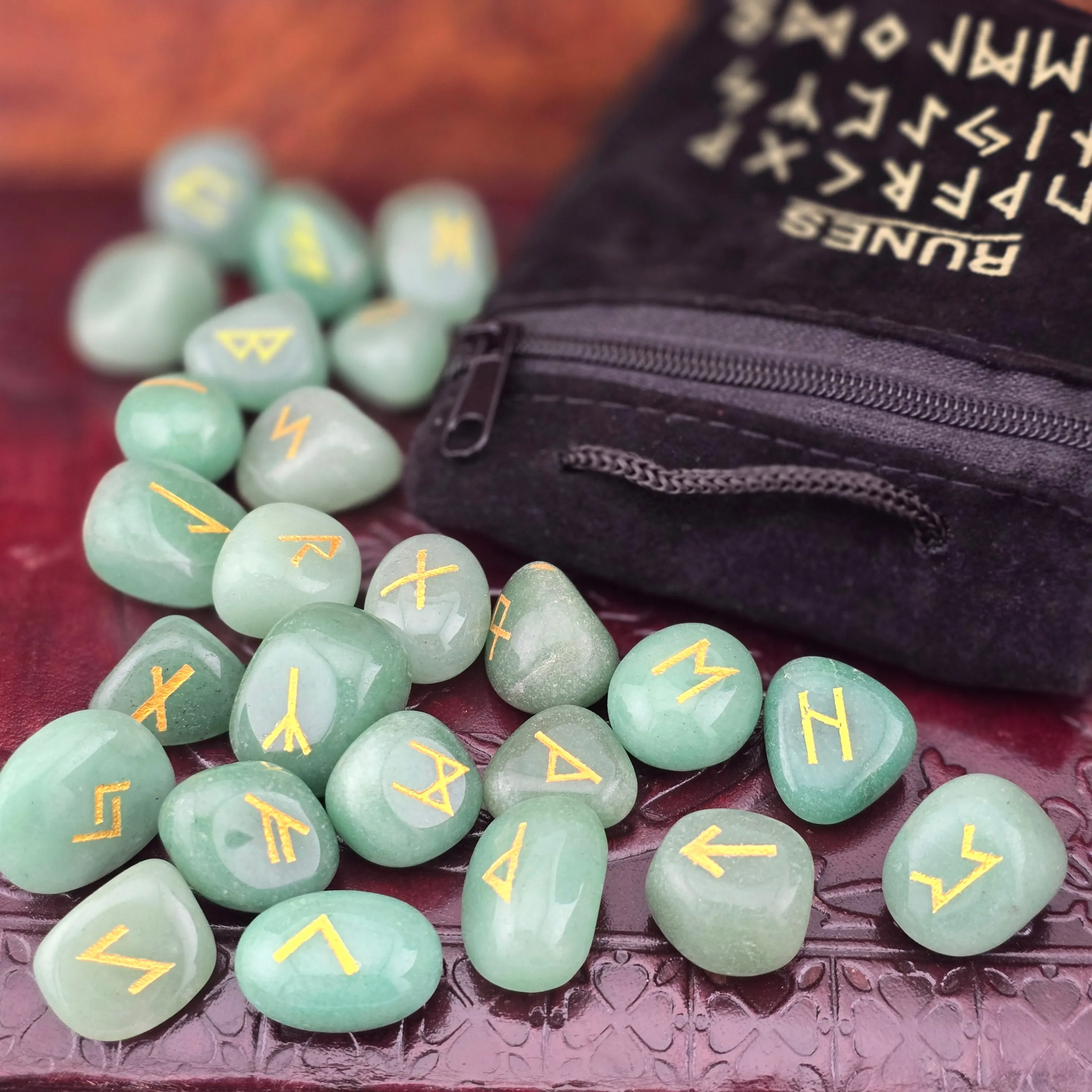 GREEN AVENTURINE RUNE SET