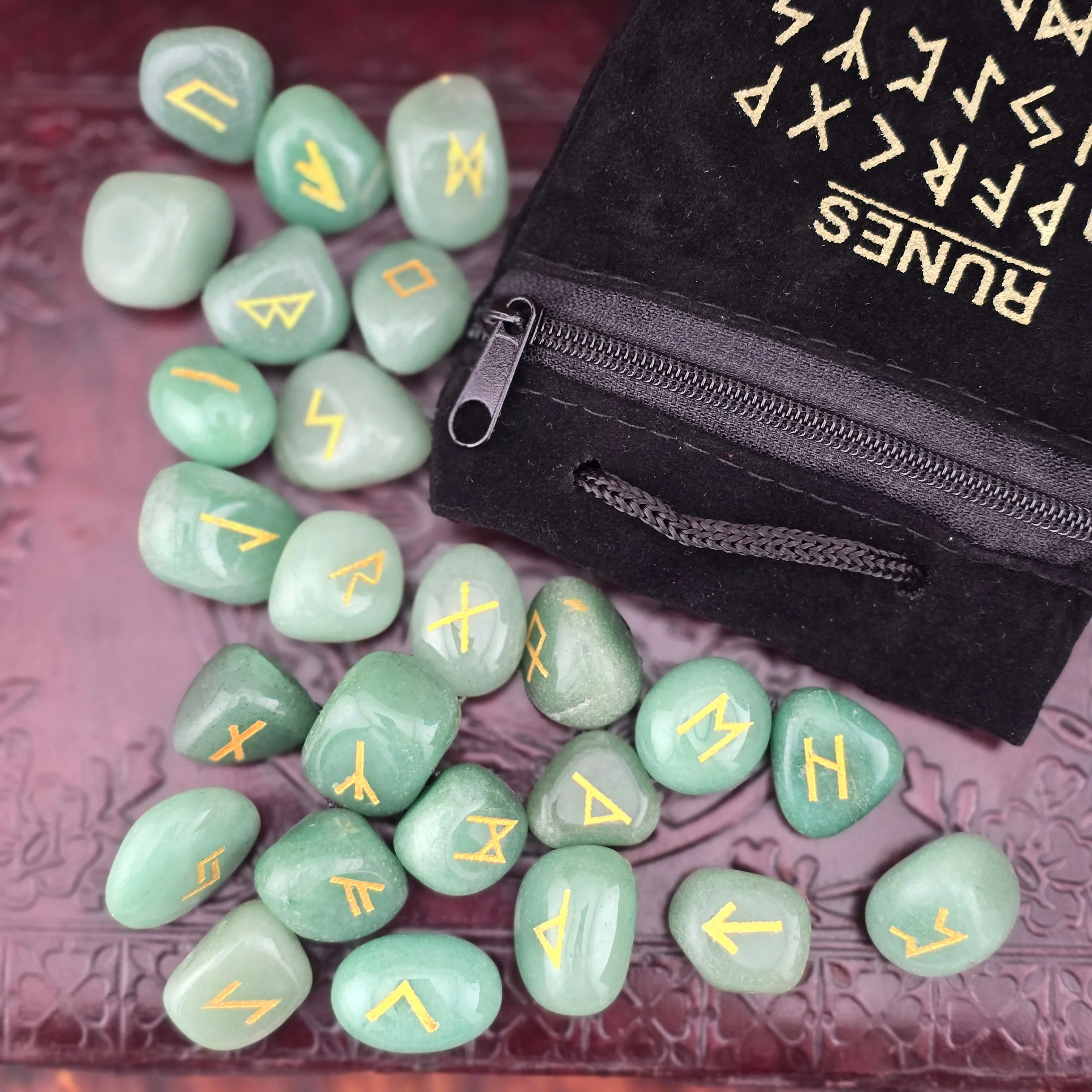 GREEN AVENTURINE RUNE SET