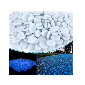 HTWNK 1000pcs Glowing Rocks Glow in The Dark Pebbles for Outdoor Decor | Garden | Patio |Lawn  | Blue