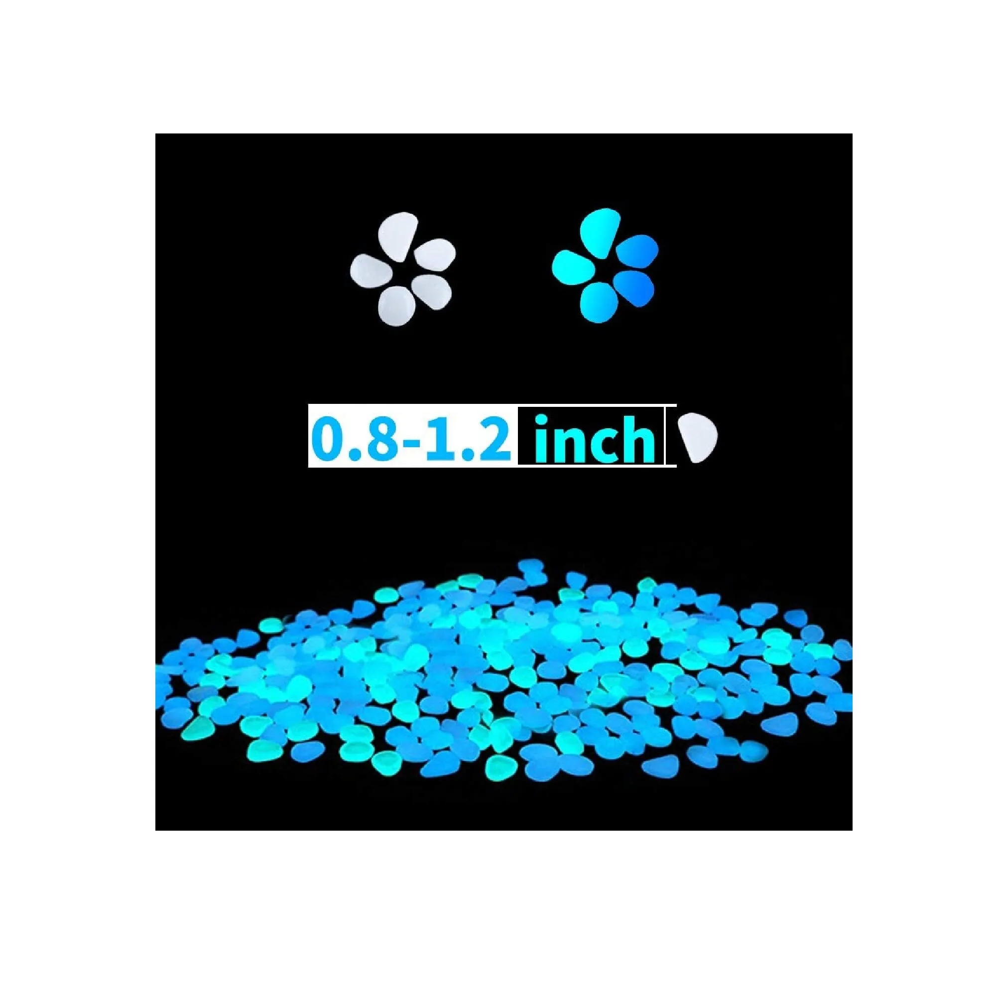 HTWNK 1000pcs Glowing Rocks Glow in The Dark Pebbles for Outdoor Decor | Garden | Patio |Lawn  | Blue