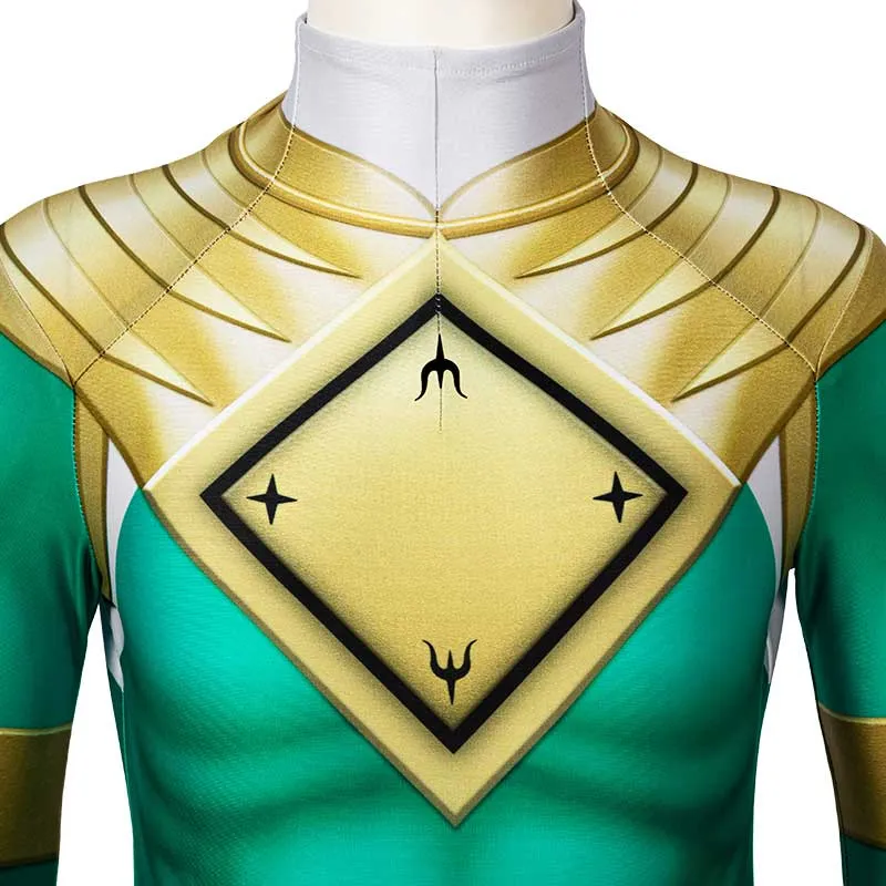 Kids Power Rangers Green Ranger Cosplay Costume Zentai Jumpsuit Mask