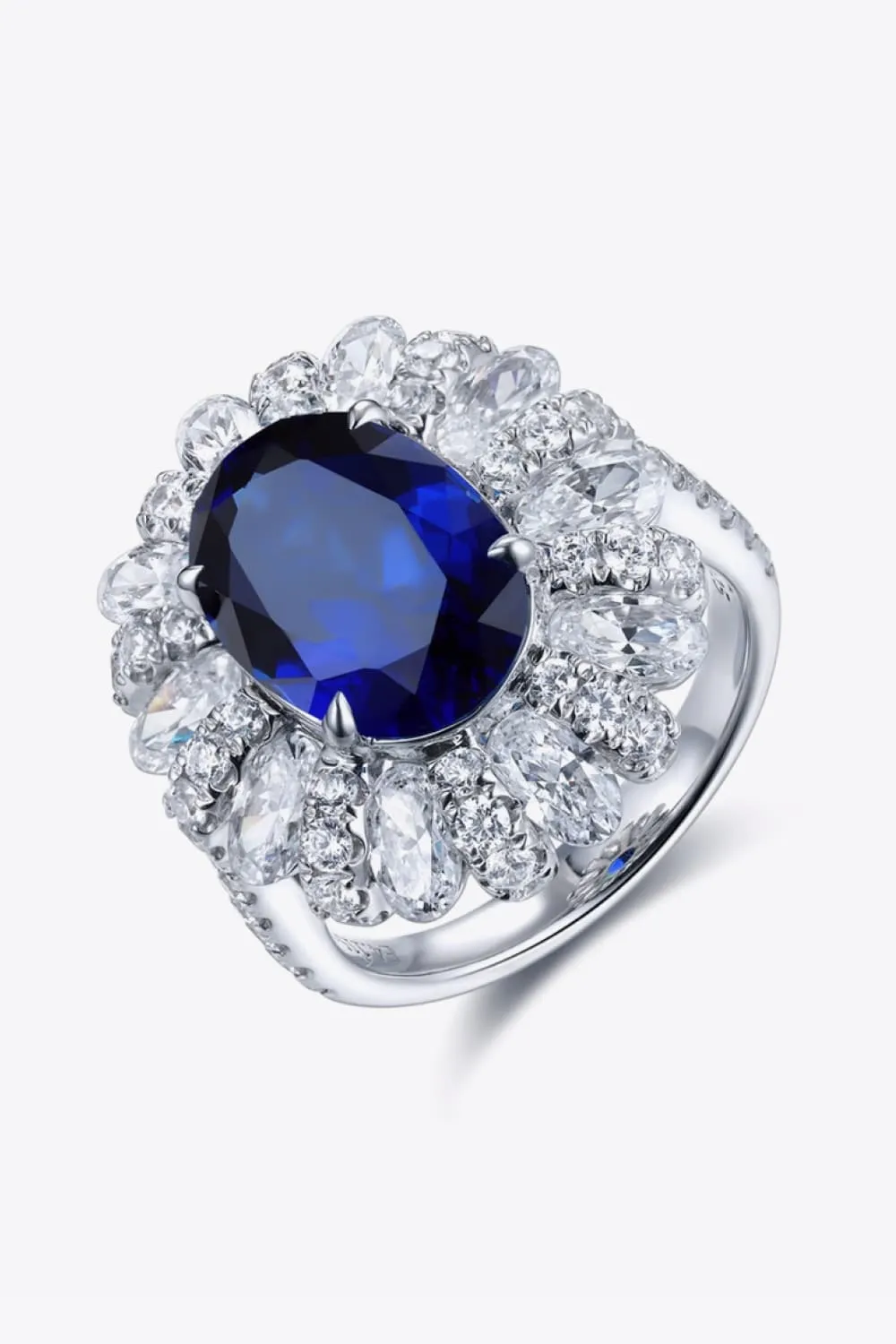 Lab-Grown Sapphire Flower Shape Ring