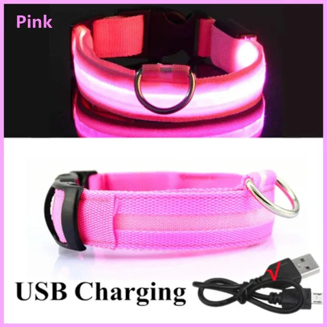 LED Glowing Adjustable  Safety Dog Collar