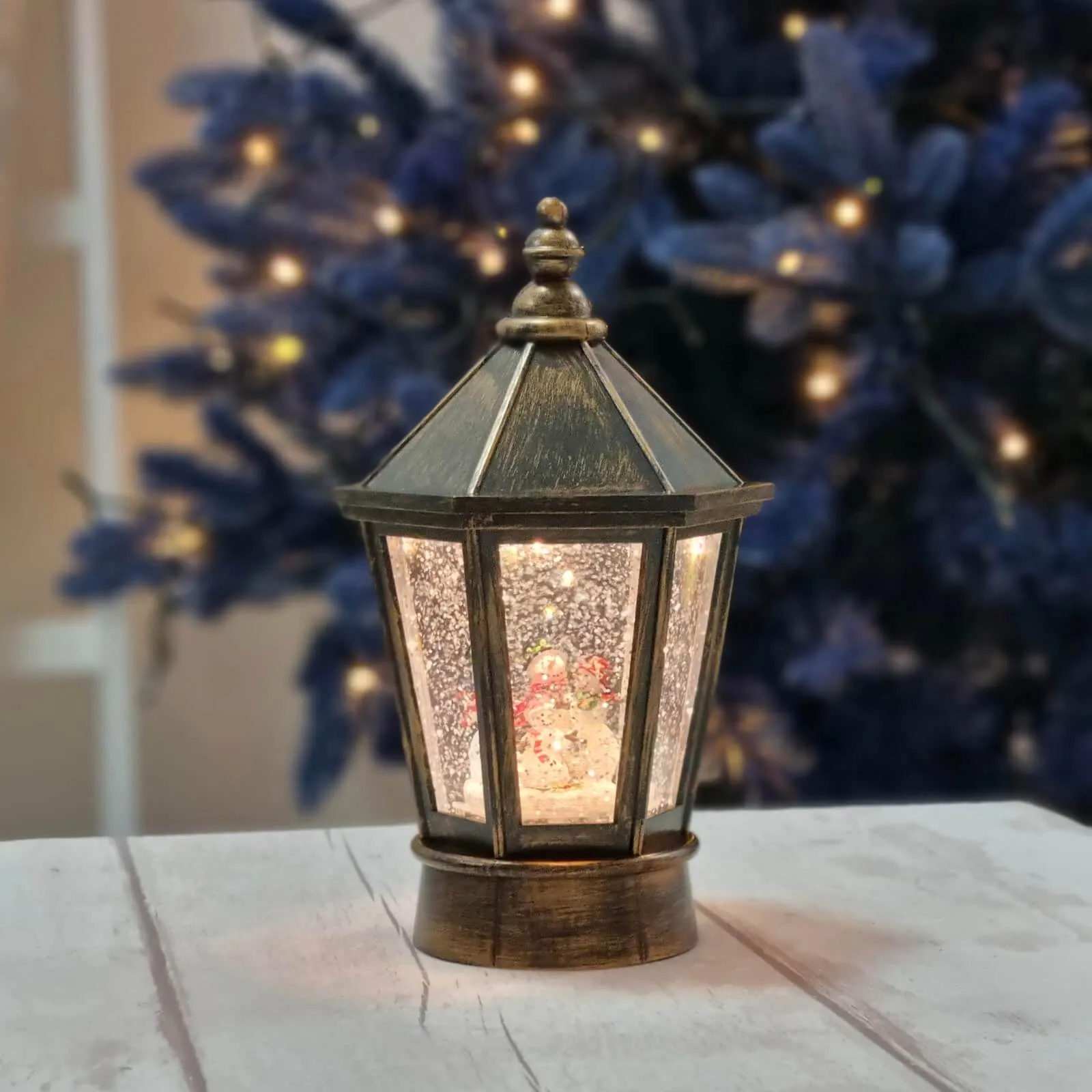 LED Light Up Glitter Water Filled Lantern Decoration