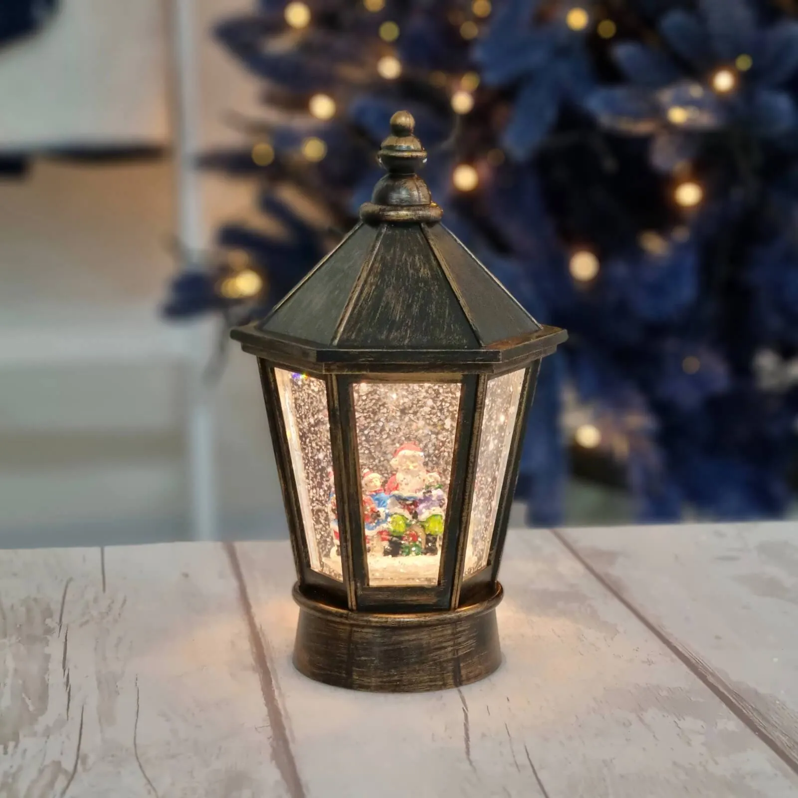 LED Light Up Glitter Water Filled Lantern Decoration