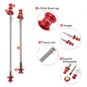 Lixada 2Pcs Ultralight Bicycle Skewers Quick Release Titanium Axle QR Skewer