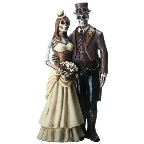 Love Never Dies Steampunk Skeleton Wedding Cake Topper