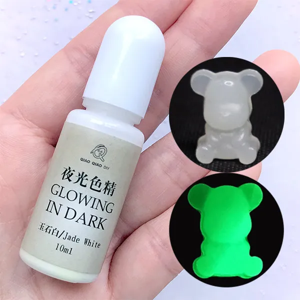 Luminescent Pigment for UV Resin | Glow in the Dark Colorant for Epoxy Resin | Resin Dye Supplies (Jade White / 10ml)