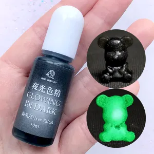 Luminous Dye for Epoxy Resin | Glow in the Dark Pigment for UV Resin | Resin Colorant Supplies (Silver Black / 10ml)