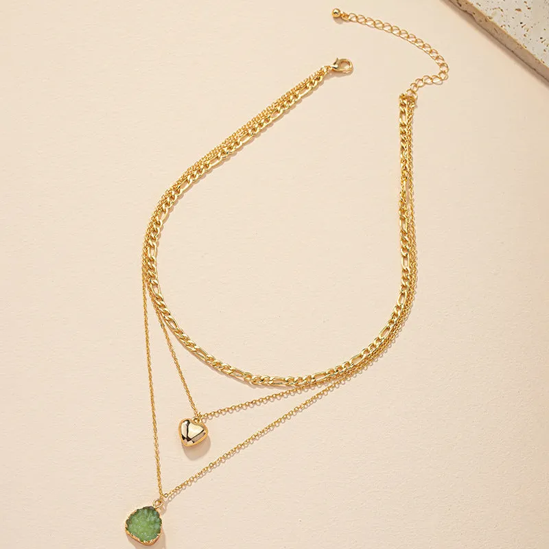 Luxurious Crystal Pendant Necklace with Layered Design and Collarbone Chain