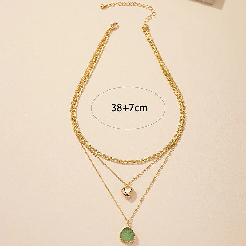 Luxurious Crystal Pendant Necklace with Layered Design and Collarbone Chain