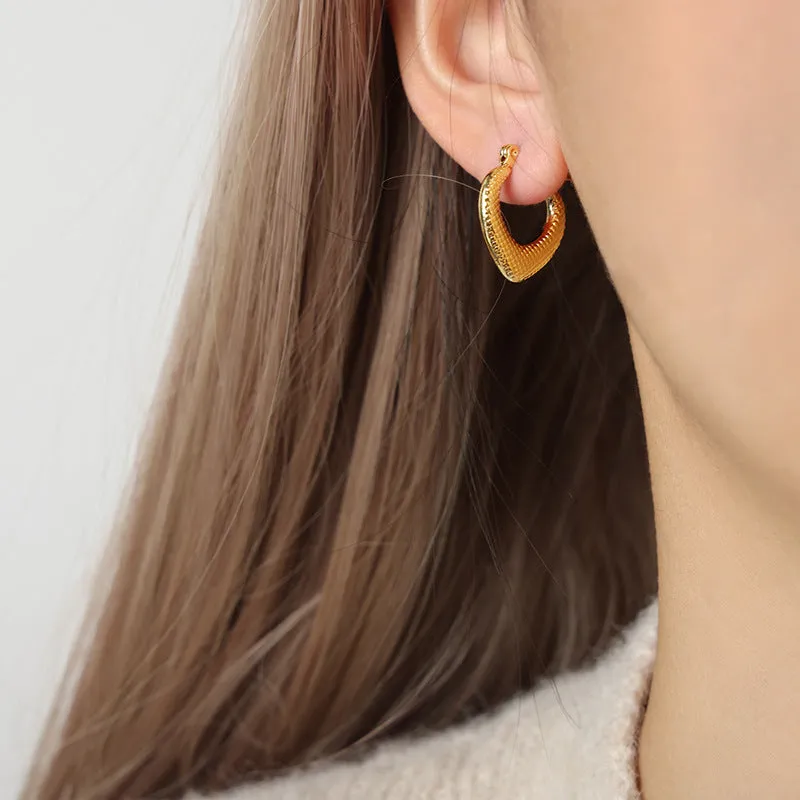 Luxurious Geometric Gold-Plated Earrings with Titanium Steel - Planderful Everyday Genie Collection