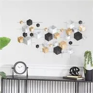 Metal Art - Multi Colored Geometric 3D Cube Reliff Wall Decor - 36" X 2" X 20"