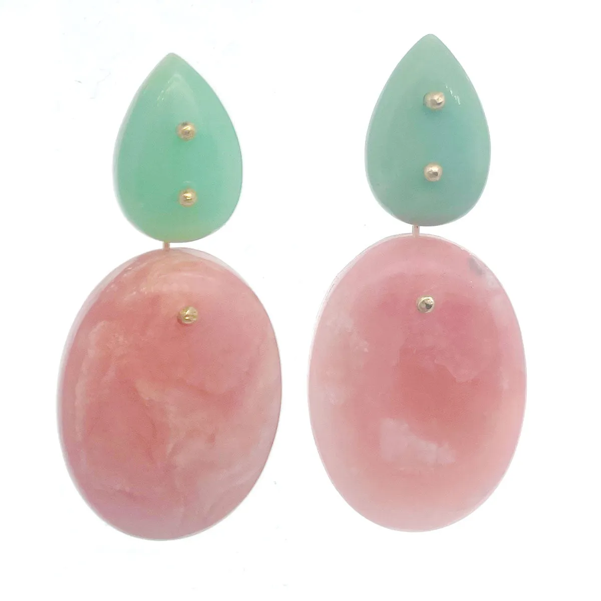 Mobile Earrings Chrysoprase Pink Opal