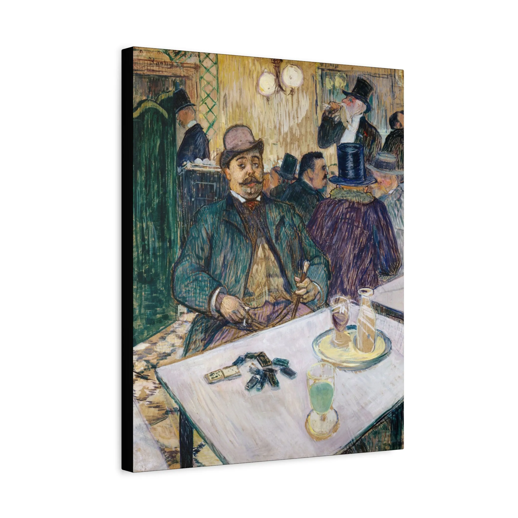 Monsieur Boileau at the Café (1893) painting in high resolution by Henri de Toulouse Lautrec - Matte Canvas, Stretched, 1.25"