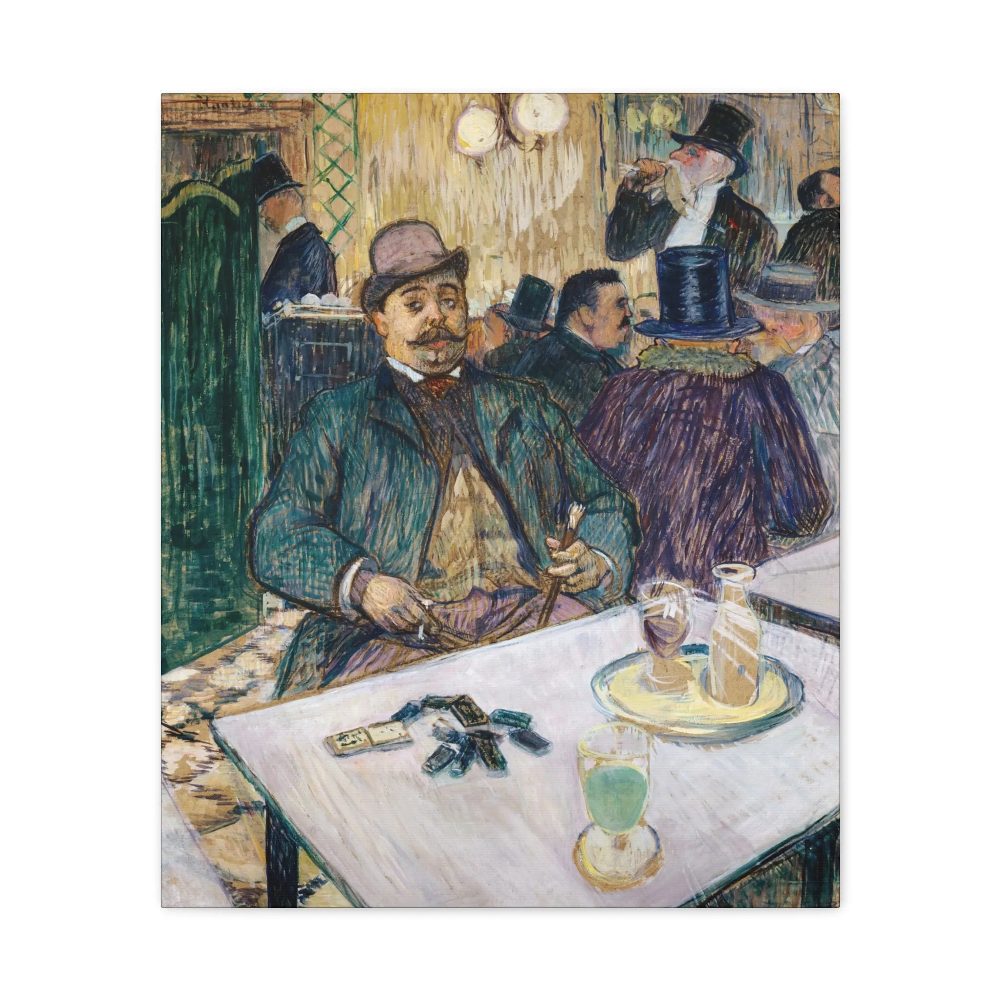 Monsieur Boileau at the Café (1893) painting in high resolution by Henri de Toulouse Lautrec - Matte Canvas, Stretched, 1.25"