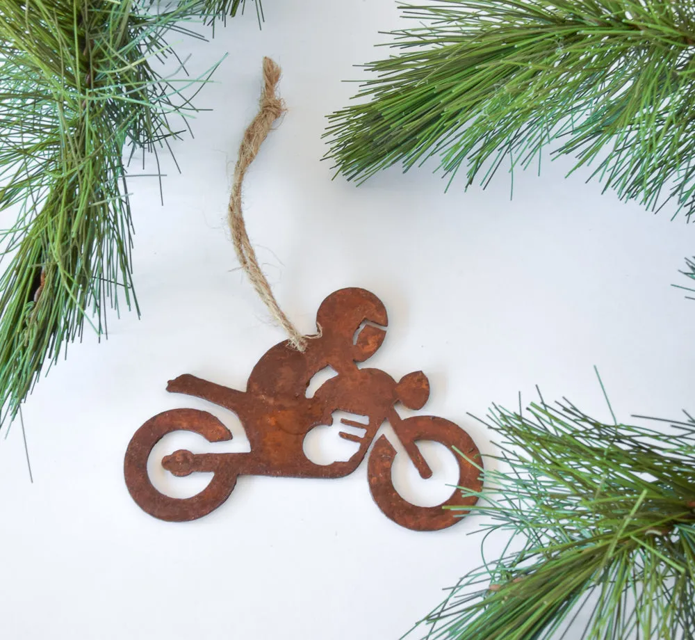 motorcycle rider ornament