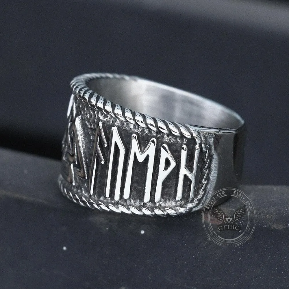 ODIN Runes Valknut 316L Stainless Steel Viking Ring