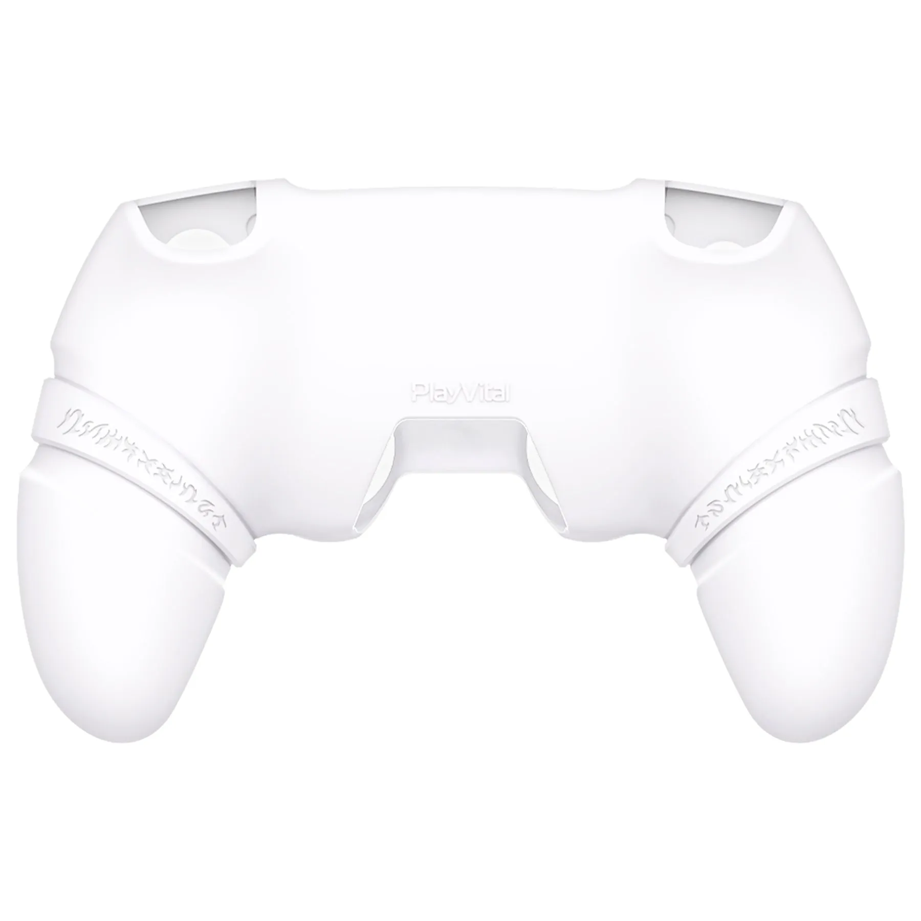 PlayVital Runes Edition Silicone Cover Skin for PS5 Controller with Thumb Grips & Touchpad Skin & D-pad Area Sticker, Compatible with PS5 Charging Dock - White - FVEPFP002