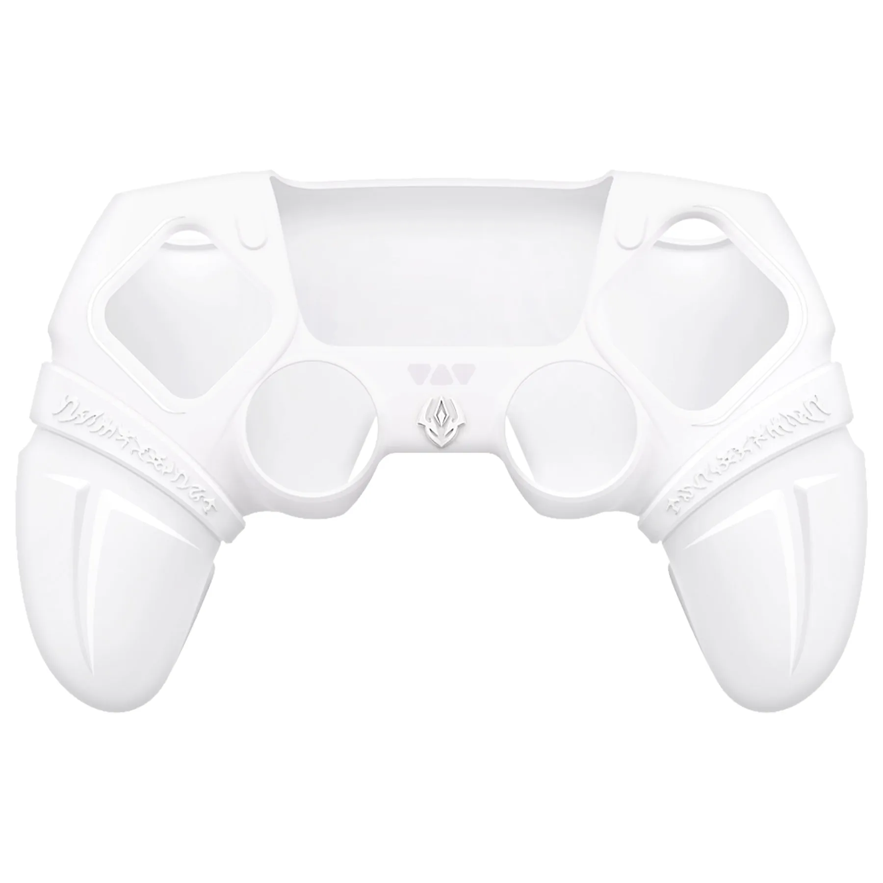 PlayVital Runes Edition Silicone Cover Skin for PS5 Controller with Thumb Grips & Touchpad Skin & D-pad Area Sticker, Compatible with PS5 Charging Dock - White - FVEPFP002