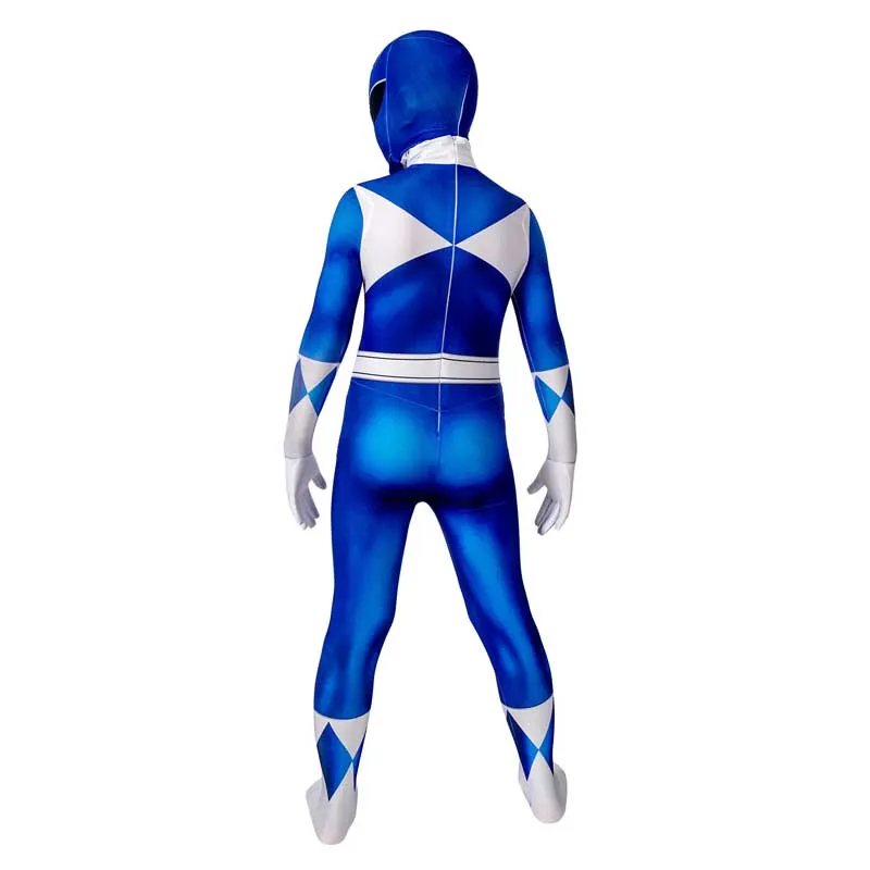 Power Rangers Blue Ranger Costume for Kids Suit Zentai Jumpsuit Halloween