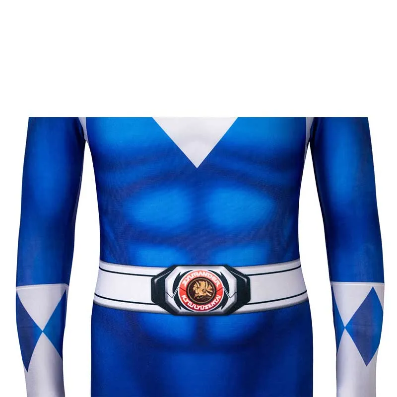 Power Rangers Blue Ranger Costume for Kids Suit Zentai Jumpsuit Halloween