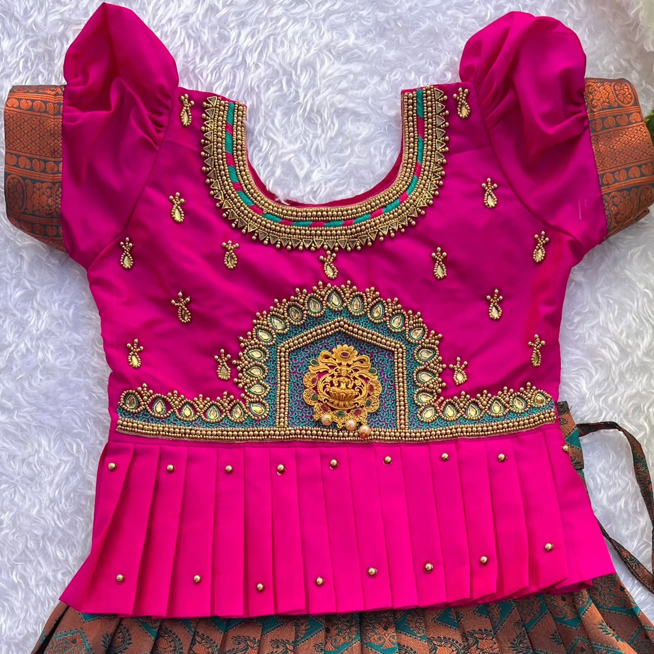 PRE ORDER : Premium Jewel-Toned Ethnic Dress with Aari Work