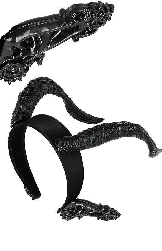 Restyle - DARK ELF HORNS - Gothic Headpiece, Black Headband, Satan Horns