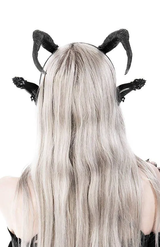 Restyle - DARK ELF HORNS - Gothic Headpiece, Black Headband, Satan Horns