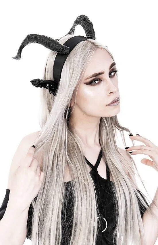 Restyle - DARK ELF HORNS - Gothic Headpiece, Black Headband, Satan Horns