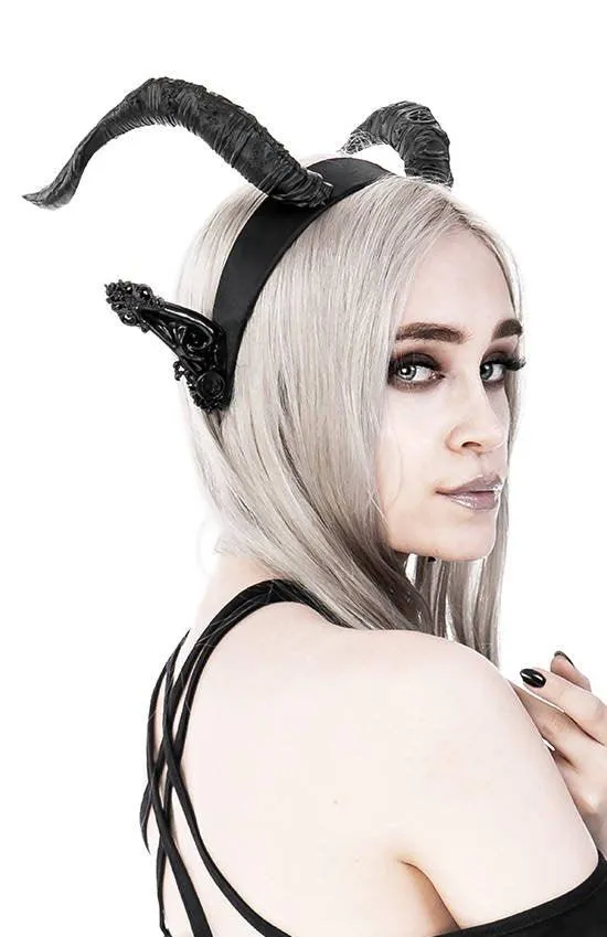 Restyle - DARK ELF HORNS - Gothic Headpiece, Black Headband, Satan Horns