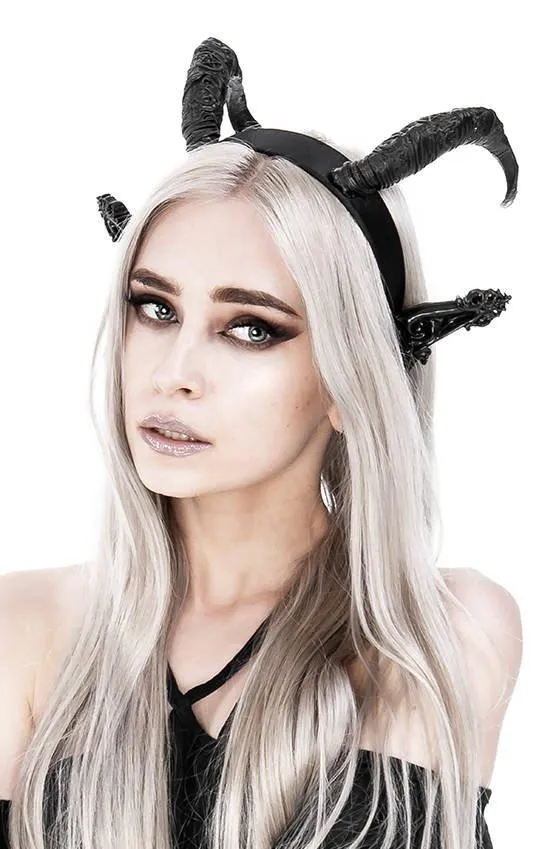 Restyle - DARK ELF HORNS - Gothic Headpiece, Black Headband, Satan Horns