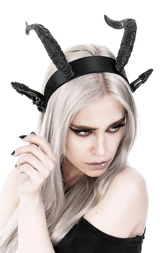 Restyle - DARK ELF HORNS - Gothic Headpiece, Black Headband, Satan Horns