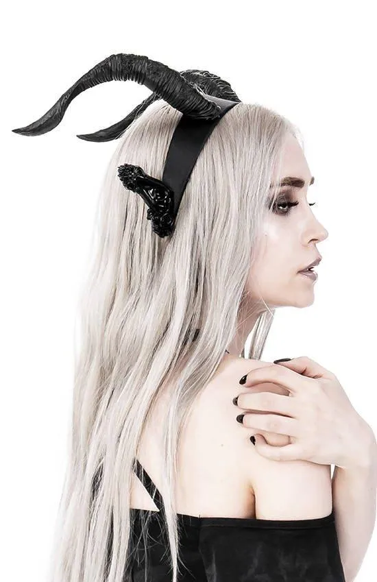 Restyle - DARK ELF HORNS - Gothic Headpiece, Black Headband, Satan Horns